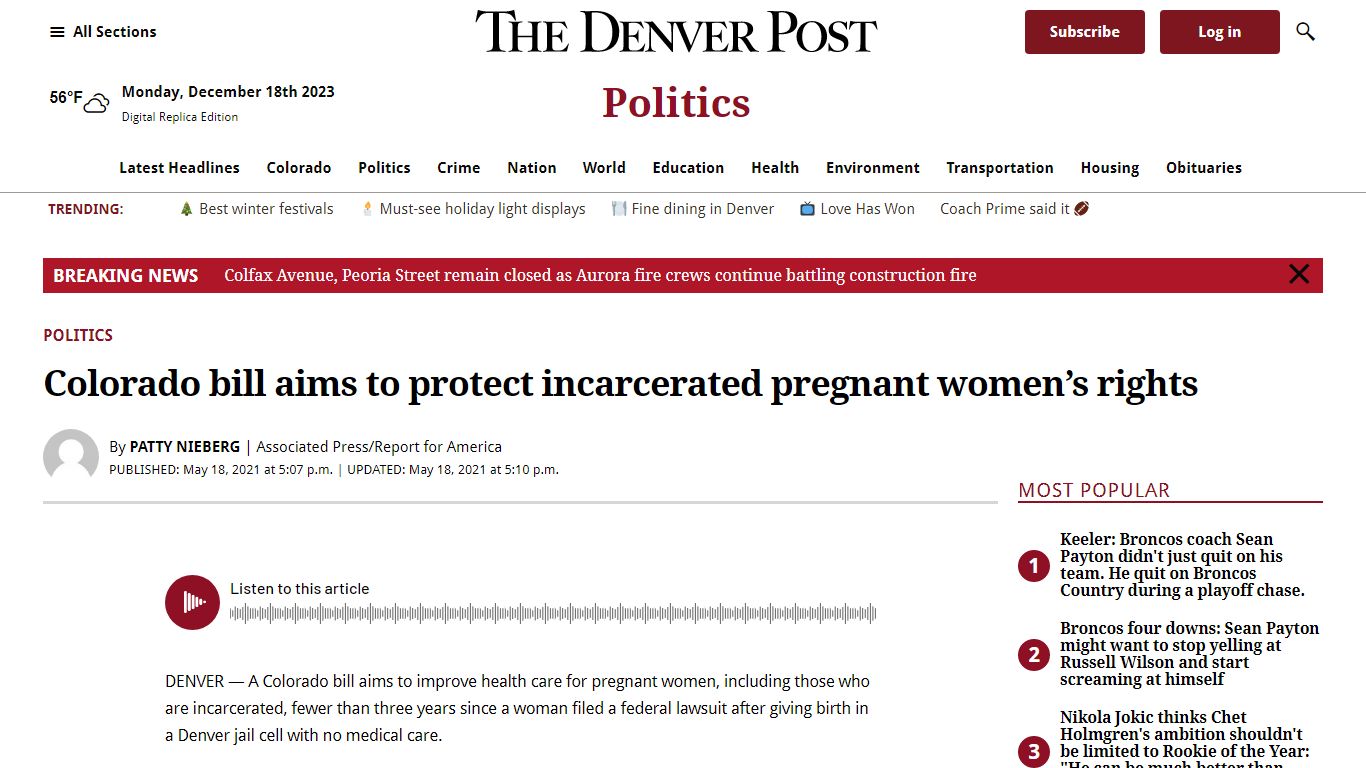 Colorado bill aims to protect incarcerated pregnant women’s rights